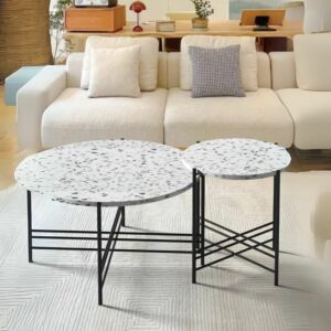 طقم طاولة قهوة وطاولة جانبية روكا - ابيض