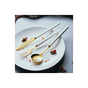 طقم أدوات المائدة 3 قطع - ذهبي و أبيض