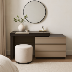 طاولة تزيين بدون مرآه روتيل - اسود وبيج فاتح