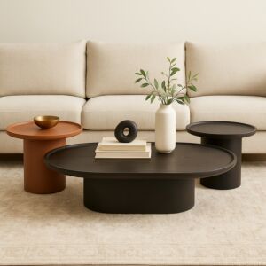 طاولة قهوة 3 قطع ميامي - اسود وبرتقالي