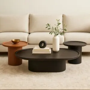 طاولة قهوة 3 قطع ميامي - اسود وبرتقالي