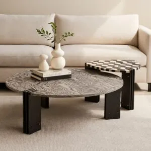 طاولة قهوة قطعتين ميسا - اسود ومتعدد الالوان