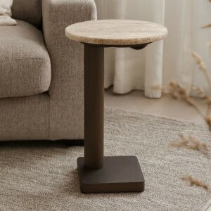 طاولة جانبية سطح رخام نونا - بني