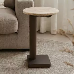 طاولة جانبية سطح رخام نونا - بني