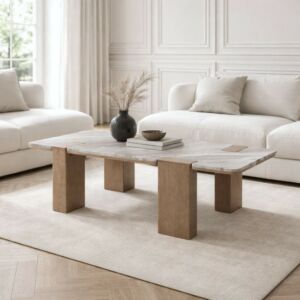 طاولة قهوة سطح رخام سوبريم - بني ورمادي