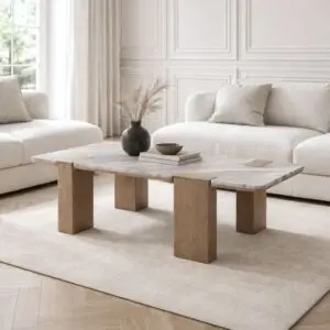 طاولة قهوة سطح رخام سوبريم - بني ورمادي