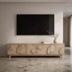 طاولة تلفزيون 4 ابواب من مجموعة كايلا - بيج