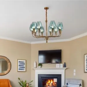 ثريا مودرن نحاسي - E14x10 زجاج ازرق