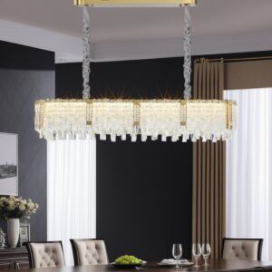 ثريا كريستال نيوكلاسيكا مستطيلة - شفاف وذهبي