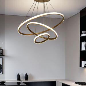 اضاءة معلقة مودرن 3 حلقات ايليش - برونزي