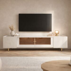 طاولة تلفزيون زوي - كريمي وذهبي