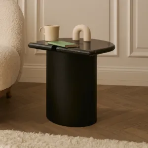 طاولة جانبية رخام ميناي - اسود