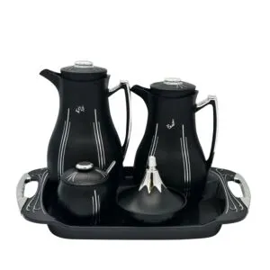 طقم ترمس شاي وقهوة ابيلا 1 لتر - اسود وفضي