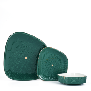 طقم عشاء ل6 أشخاص من مجموعة إكرام - 18 قطعة - أخضر