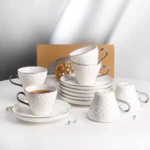 طقم كاسات شاي ايلدا - فضي