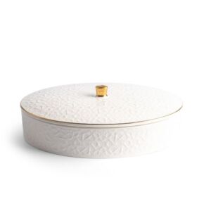 تمرية بيضاوية مع غطاء حجم كبير من كراون - أبيض وأطراف ذهبي