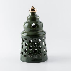 حامل شموع بورسلين من روزيت كبير - اخضر