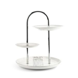 طقم حامل كيك وحلويات 3 طبقات من نور- ابيض لؤلؤي