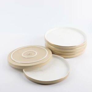 أطباق تقديم 6 قطع من جوار - كريمي وذهبي