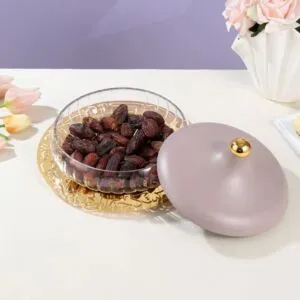 تمرية كبيرة زجاج من جوار - بنفسجي وذهبي