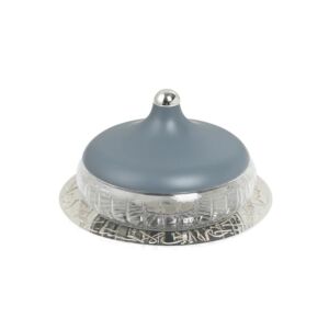 تمرية كبيرة زجاج من جوار - ازرق وفضي