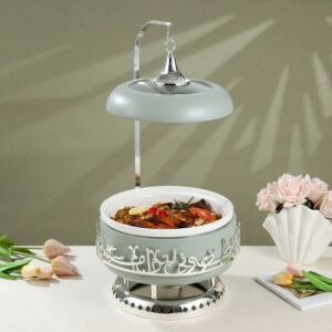 سخان تقديم طعام حجم كبير من جوار - اخضر فاتح وفضي