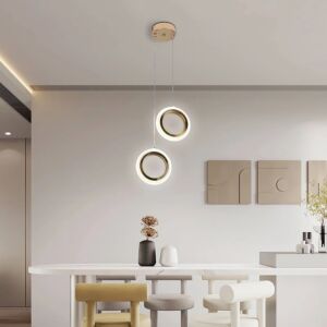 إنارة معلقة مجوز حلقتين 3 اضاءات رون - 15 واط - ذهبي