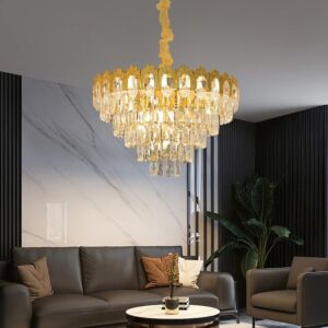 انارة معلقة مودرن غطاء لون ذهبي قماري E14x13L قطر 60 سم