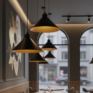 إنارة معلقة مودرن مفرد روكي - اسود وذهبي