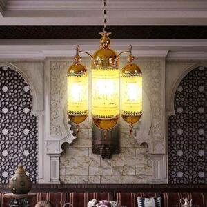 ثريا اسلامي كرستال مساجد - ثلاثية - ذهبي