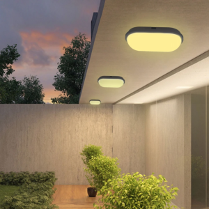 إضاءة خارجية كشاف بيضاوي لون الإضاءة أصفر.