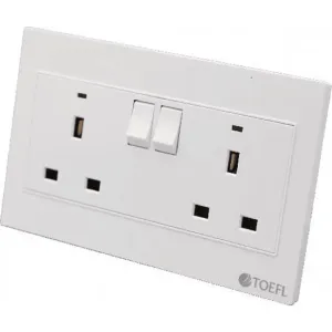 فيش ليفارو ثلاثي مزدوج مع مفتاح مستطيل لون ابيض سادة توفل