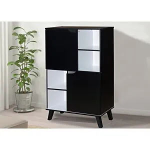 وحدة تخزين كورتني  أدراج ورفوف لون أسود وأبيض خشب ماليزي