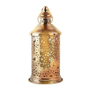 فانوس رمضان ايدسون استيل لون ذهبي دائري باضاءة LED