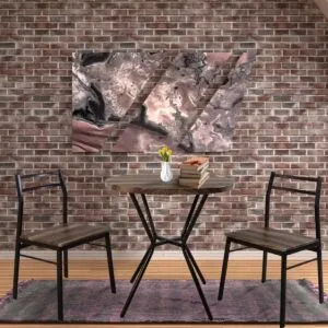 طقم طاولة طعام دائرية ليفانال مع 2 كراسي خشب بني