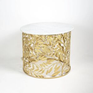 طاولة قهوة شامبا - سطح رخام طبيعي - ابيض وذهبي