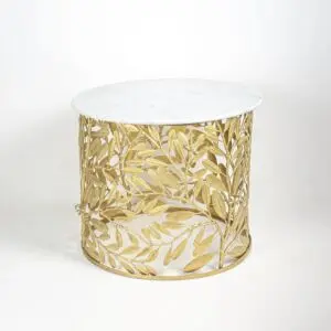 طاولة قهوة شامبا - سطح رخام طبيعي - ابيض وذهبي