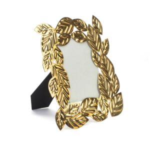 إطار صور مزين بأوراق منقوشة - ذهبي