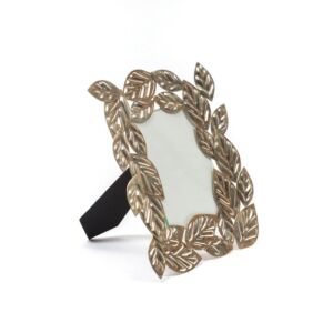 إطار صور بنقوش أوراق الشجر - فضي