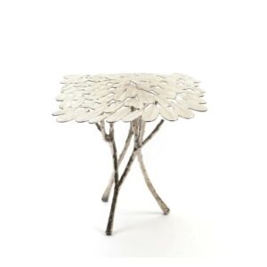 طاولة جانبية شكل أوراق الشمبا - فضي