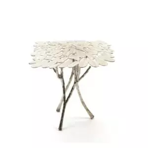 طاولة جانبية شكل أوراق الشمبا - فضي