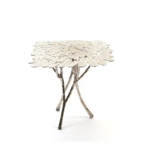 طاولة جانبية شكل أوراق الشمبا - فضي