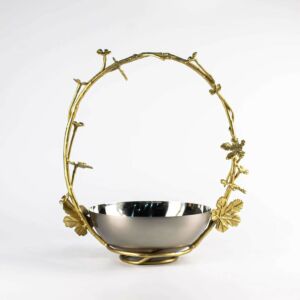 وعاء تقديم شكل أوراق العنب - فضي ونحاسي