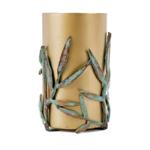 حامل فرشاة أسنان بامبو - ذهبي واخضر