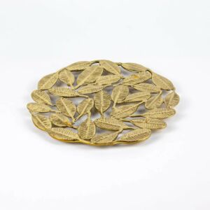 صينية ثلاثي القوائم شكل أوراق الشمبا - نحاسي