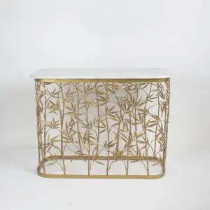 كونسول سوفي - سطح رخام طبيعي - ابيض وذهبي