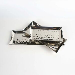 طقم اطباق تقديم مستطيلة هامرد - 3 قطع - فضي