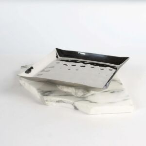 طقم اطباق تقديم مربعة هامرد - قطعتين - فضي