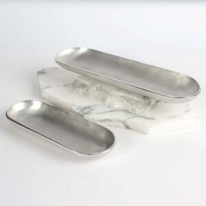 طقم صحون سانري - قطعتين - فضي