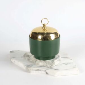 وعاء تقديم بغطاء زينو - ذهبي واخضر